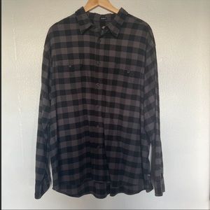 Dickies Plaid Flannel Shirt Black Gray Button Front Mens Size 2XL XXL